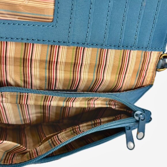 Nine West Dark Turquoise Leather Mini Bag Wristlet Wallet - Picture 7 of 8